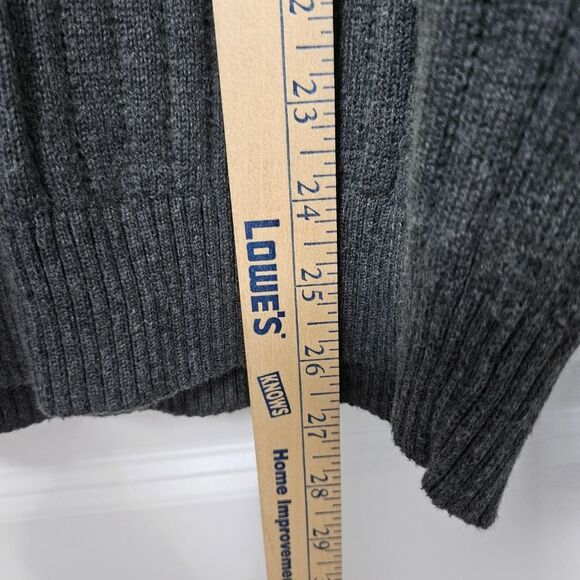 Eddie Bauer Cable Knit Sweater Men's Med Gray Cotton Cashmere Blend Round Neck - Picture 5 of 7